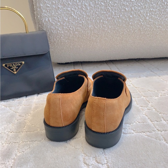 Prada Women's Camel Suede Loafers - Picture 8 of 9